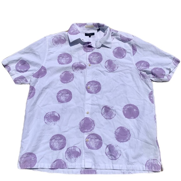 Ted Baker London Purple Dot Print Button-Up Shirt – Size 6 (Men’s L) - Picture 1 of 7